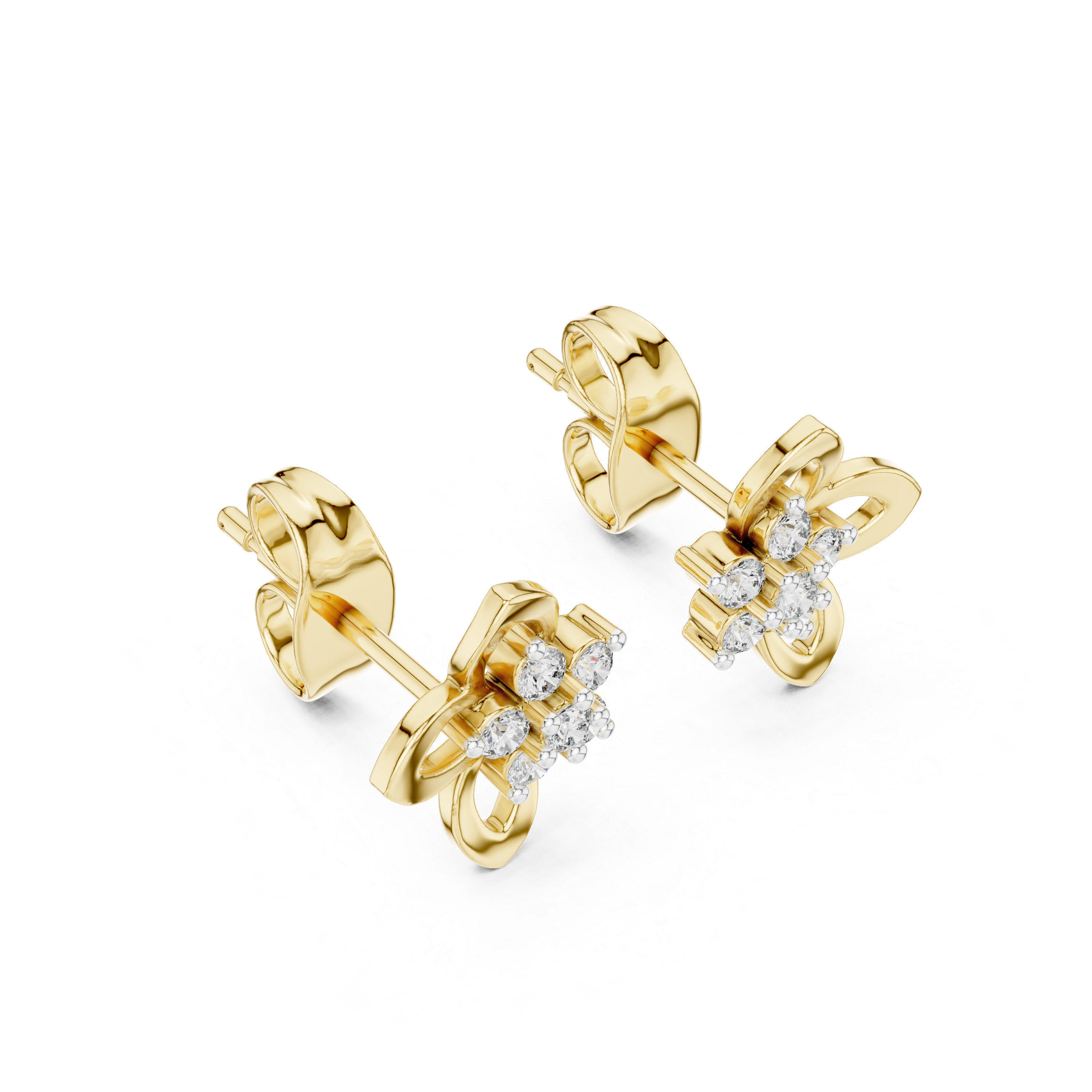 Curvey Petal, 9KT Gold Lab Grown Diamond Studs