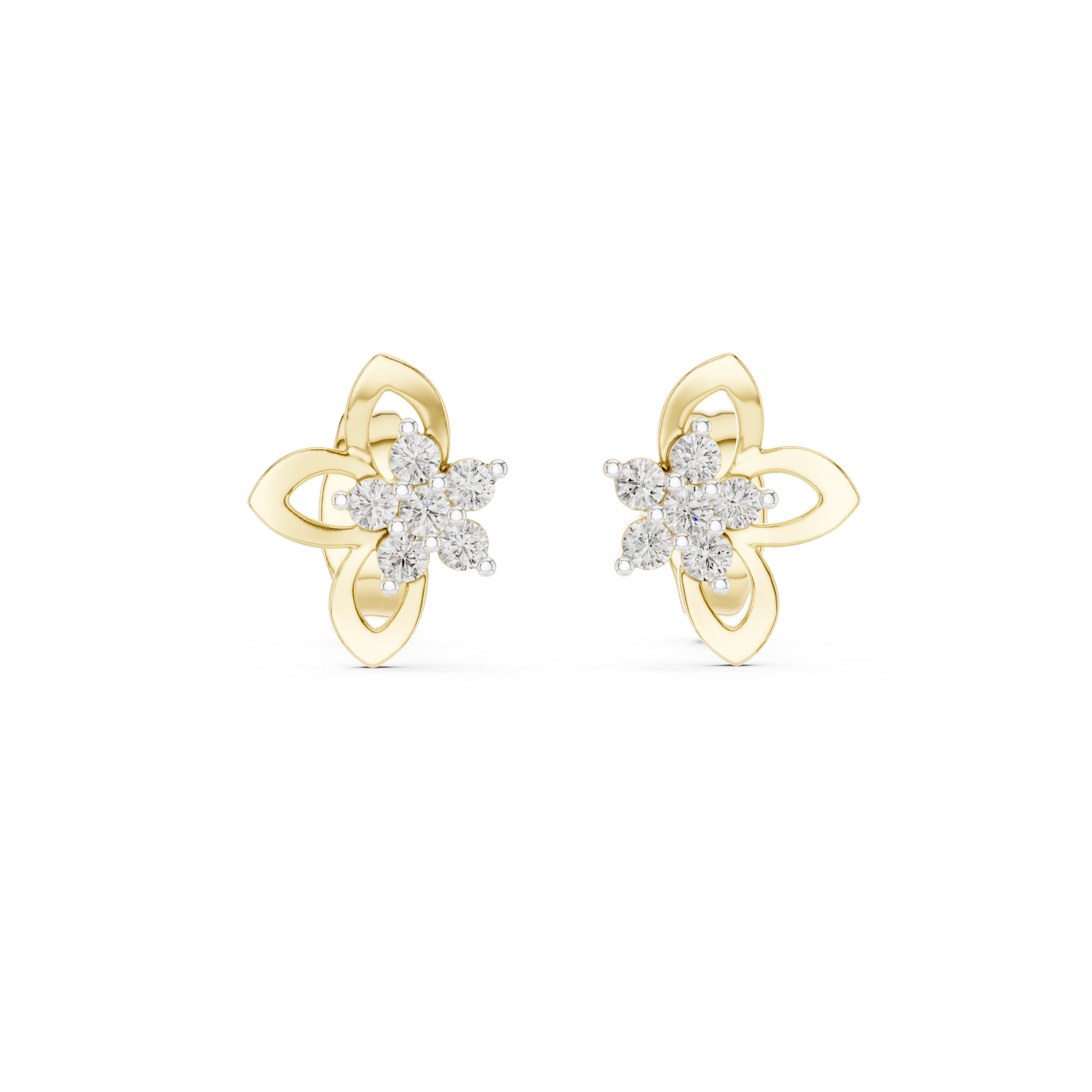 Curvey Petal, 9KT Gold Lab Grown Diamond Studs