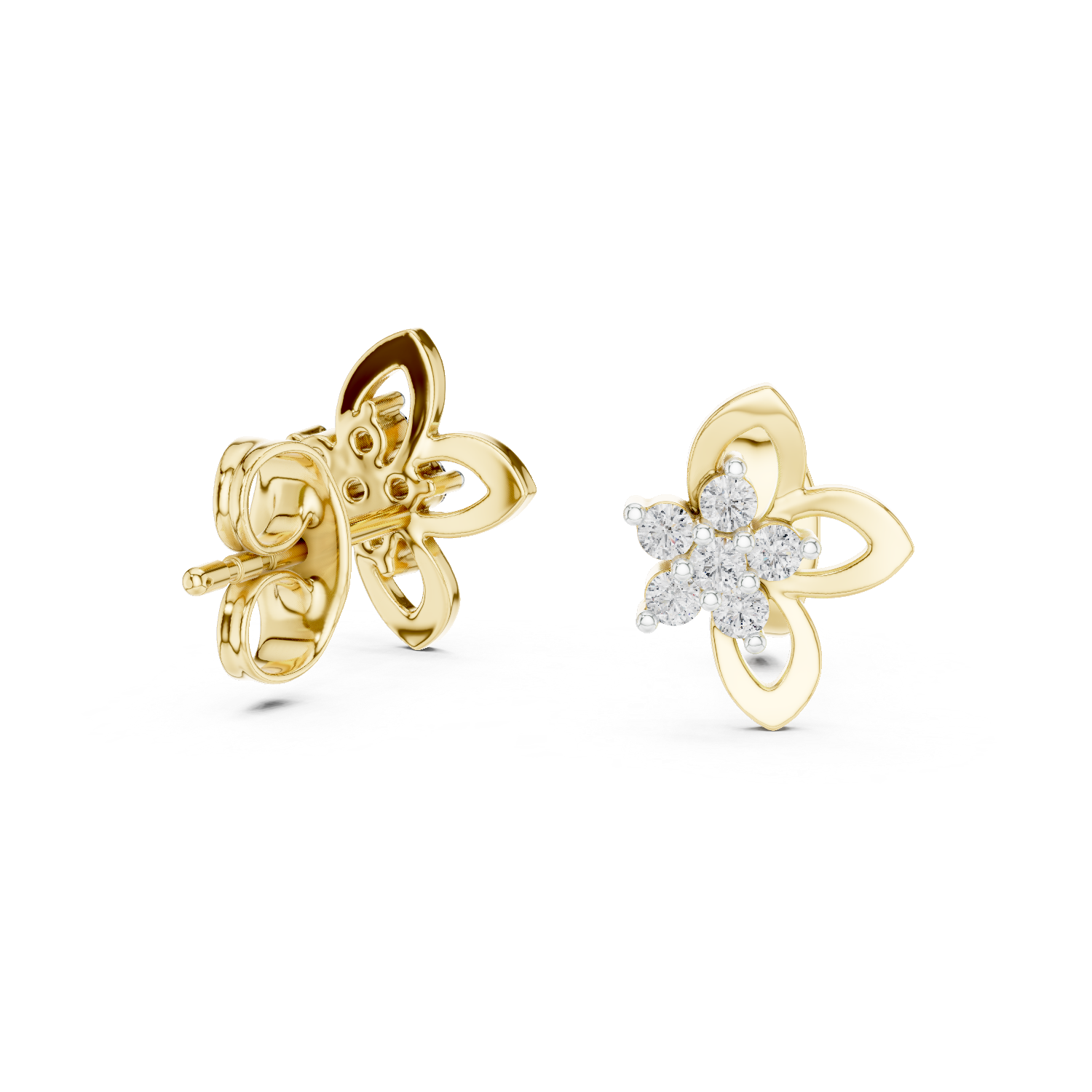 Curvey Petal, 9KT Gold Lab Grown Diamond Studs
