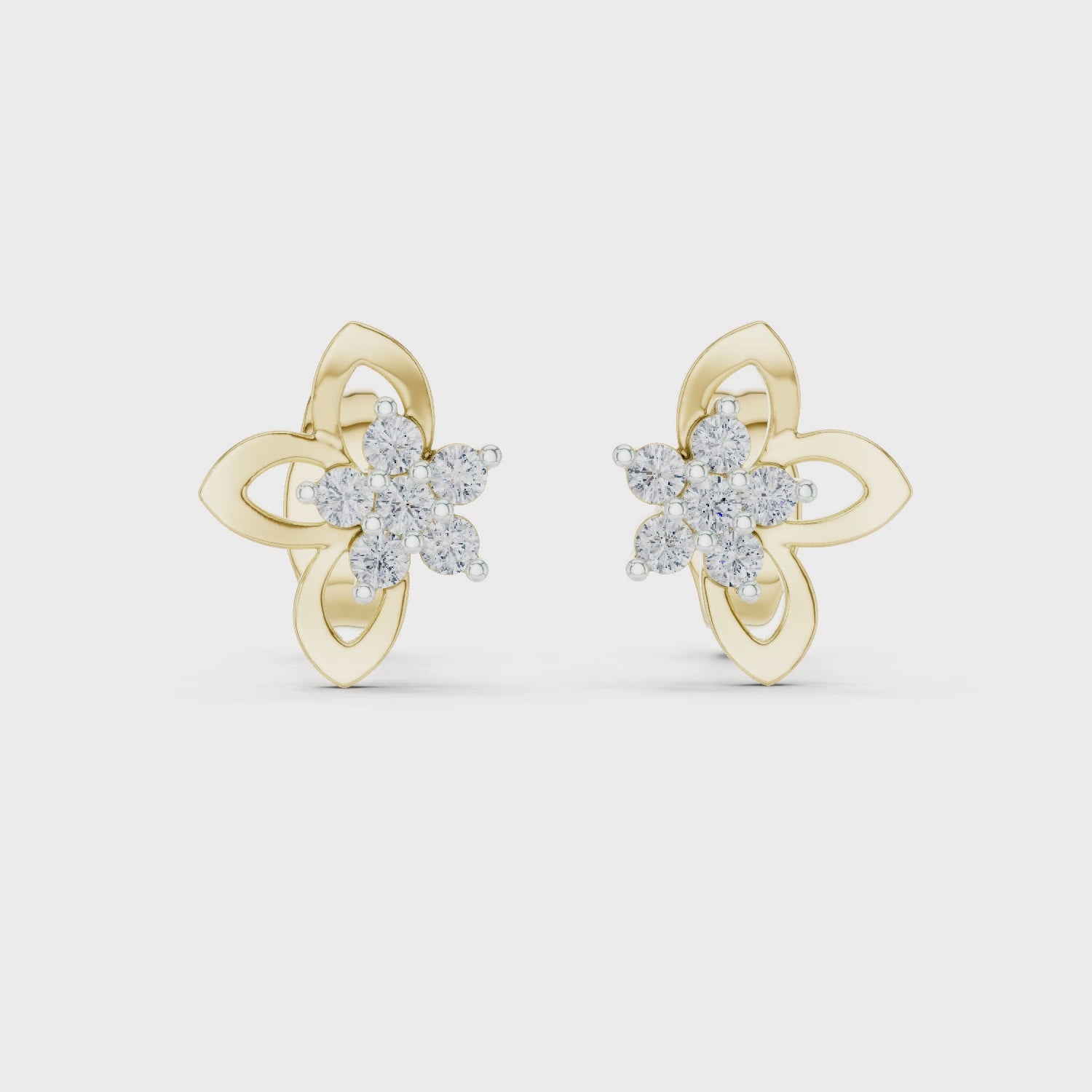 Curvey Petal, 9KT Gold Lab Grown Diamond Studs